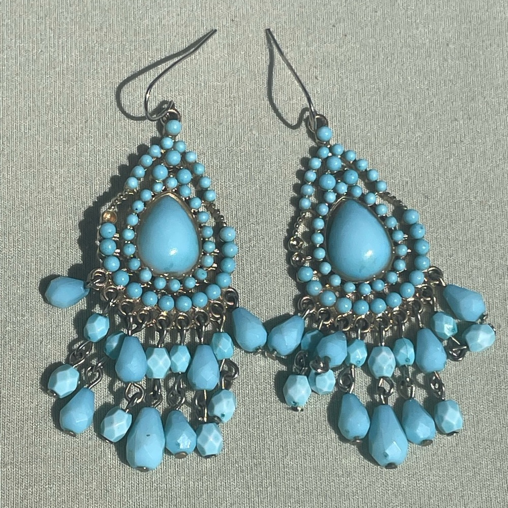 Turquoise Teardrop Beaded Chandeliers  Bohemian - Women Jewelry
